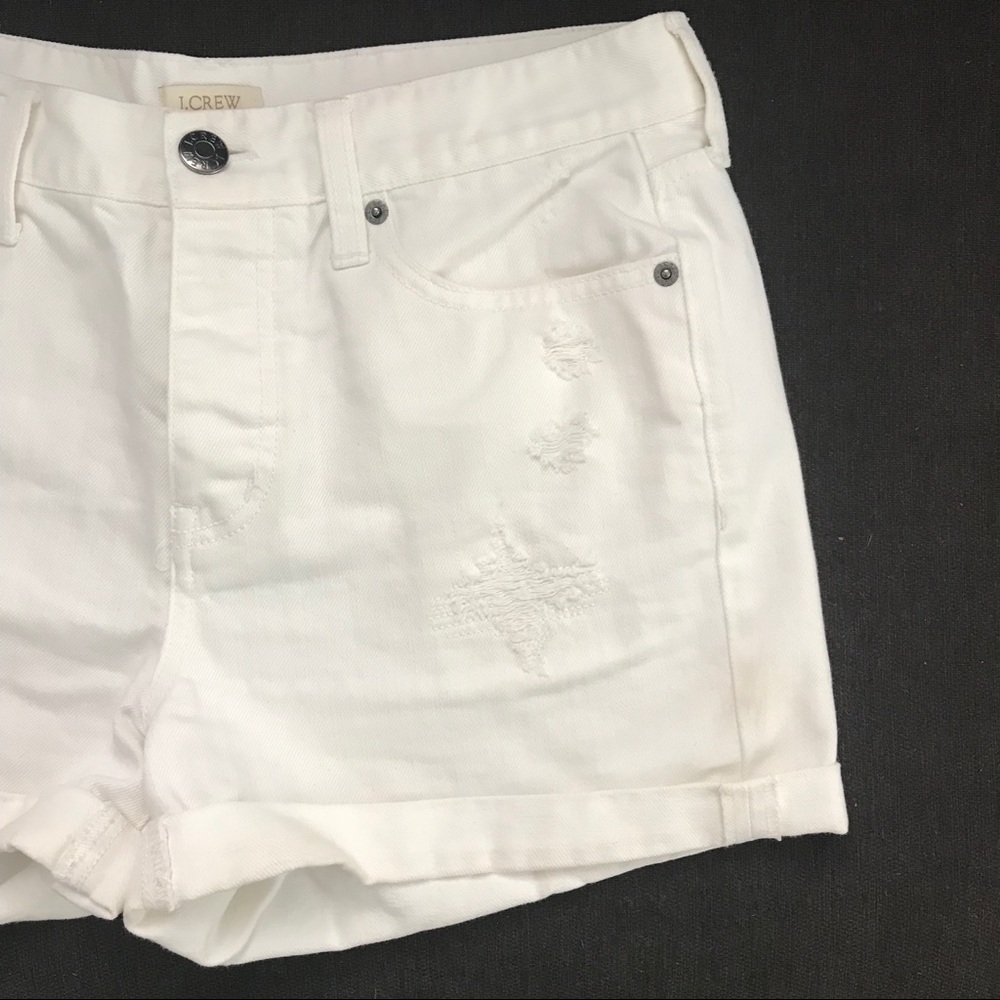 J Crew High Waisted White Shorts